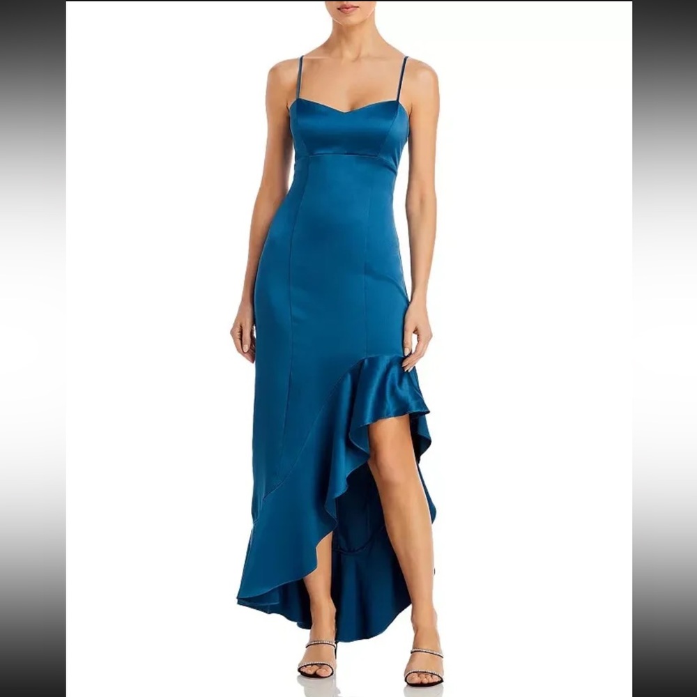 Aqua L14908 Womens Teal Spaghetti Strap Ruffle Hem Dress Size XL